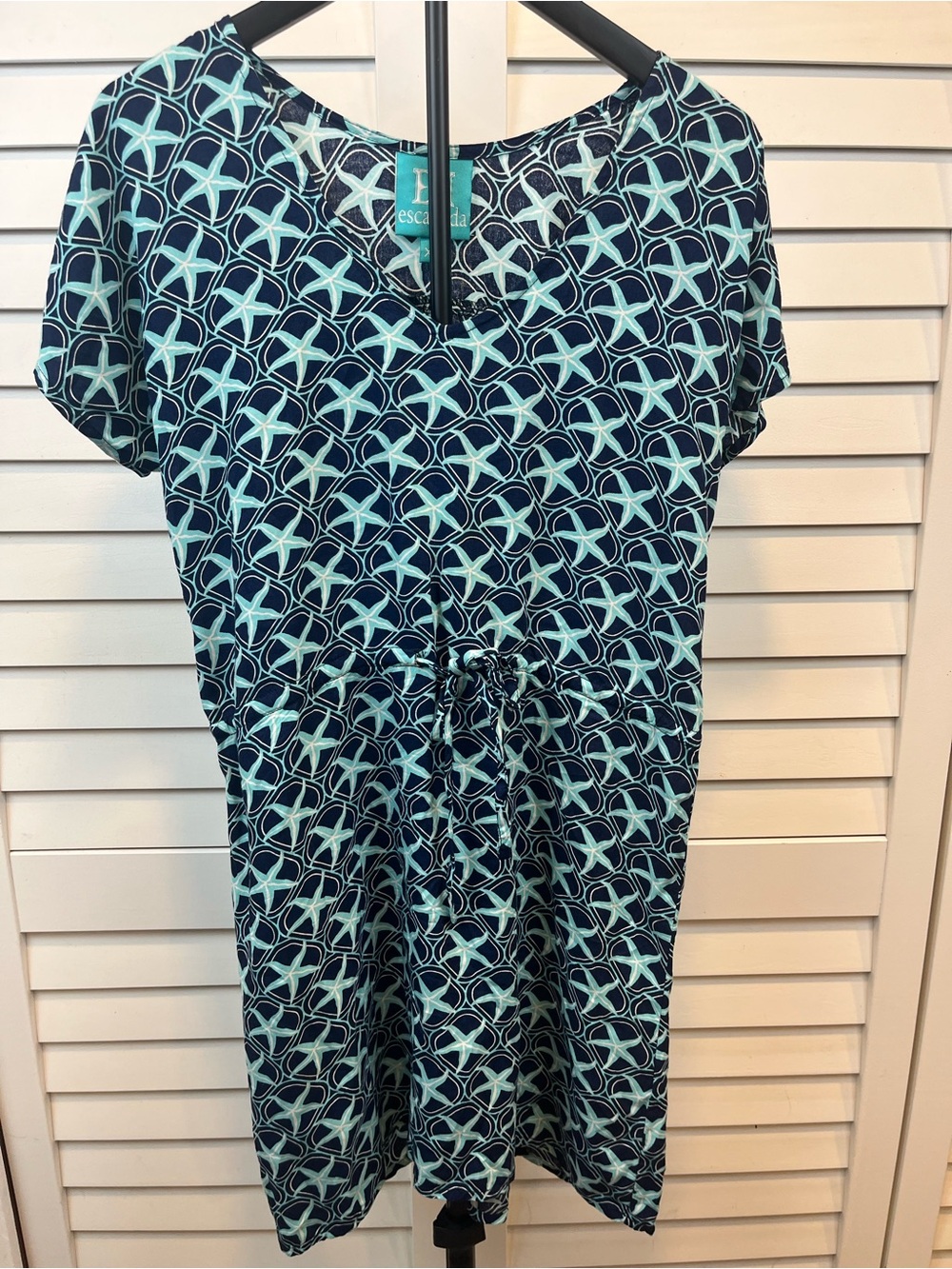 escapada Navy and Aqua Geometric Print Dress